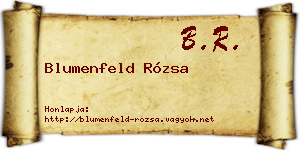 Blumenfeld Rózsa névjegykártya